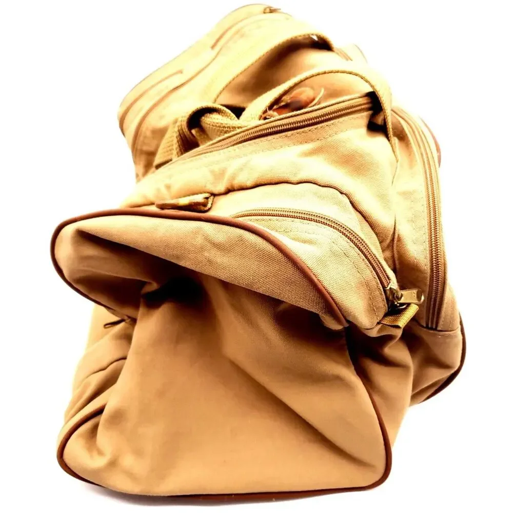 Vintage Ford Edition Eddie Bauer Duffle Bag Canvas Tan Weekender Military